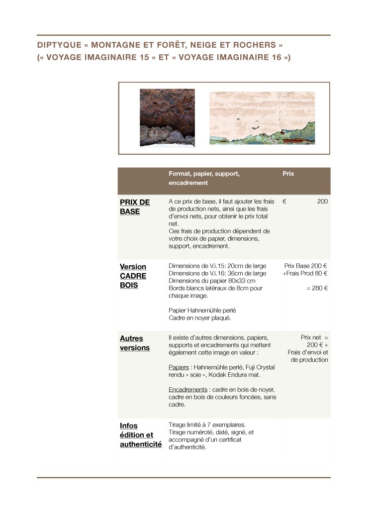 Prix - Voyage imaginaire - Image 15+16 "voyage imaginaire 15 - n